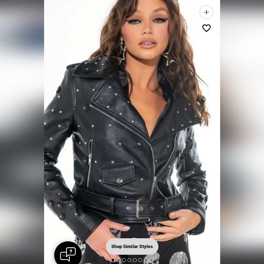 Azalea Wang Ditsy Daisy Black Moto Jacket M